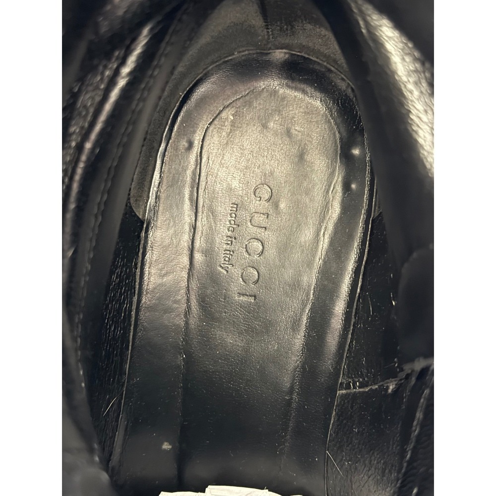 Gucci Black Pebbled Leather Side Zip Ankle Moto Boots Womens 37.5 - Picture 6 of 8
